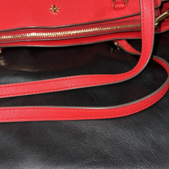 🔥🔥🔥Tory Burch Red Leather Emerson Convertible Zip Tote Shoulder Bag - Picture 12 of 12
